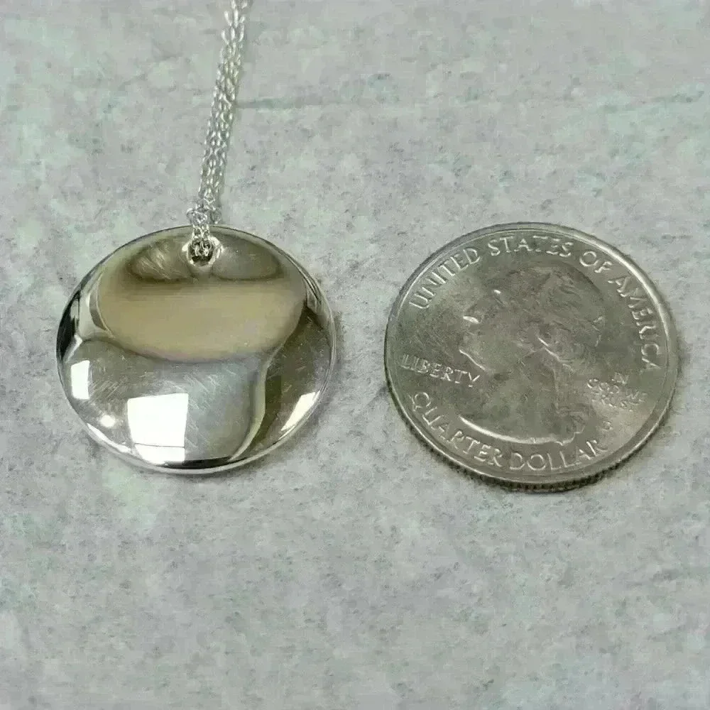 Tiffany & Co Sterling Silver Elsa Peretti Round Pendant Necklace 24mm - Picture 11 of 11